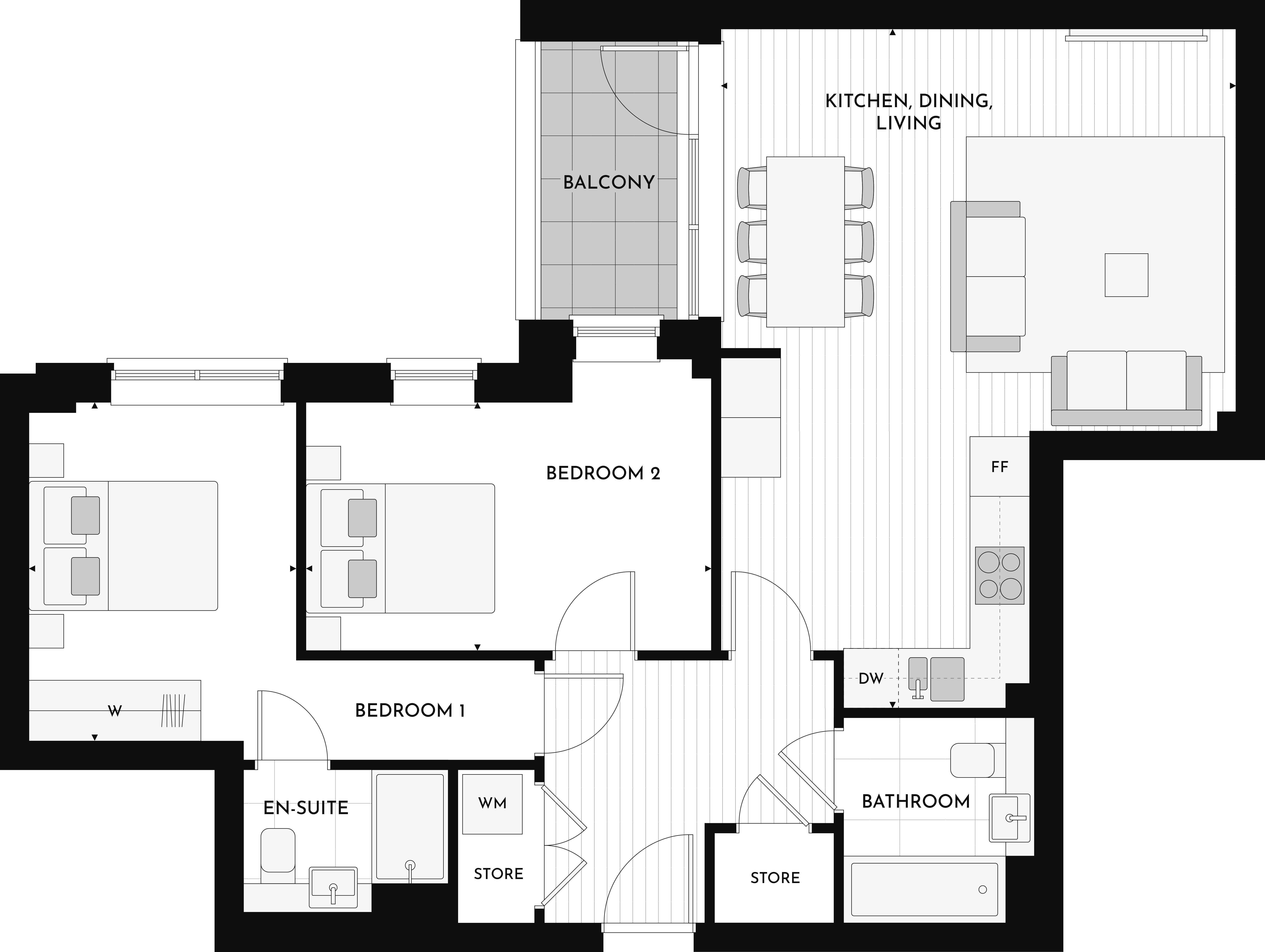 Floorplan for B1c at Hanwell Square, First